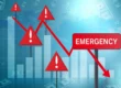 Red flags against a chart of declining cash flow profits.