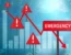Red flags against a chart of declining cash flow profits.