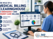 Medical billing clearinghouse for emergency and urgent care showing claim validation process and reimbursement workflow with healthcare professional at computer