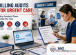 Billing audit for urgent care showing audit checklist, billing performance reports, and revenue cycle management.
