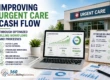 Improving urgent care cash flow through optimized billing workflows with analytics dashboard, revenue growth charts, and urgent care facility