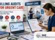 Billing audit for urgent care showing audit checklist, billing performance reports, and revenue cycle management.